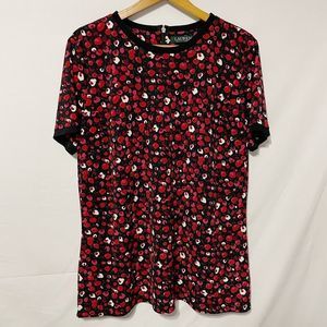 1X LRL Minimalist Floral Allover Print Top Lauren Ralph Lauren